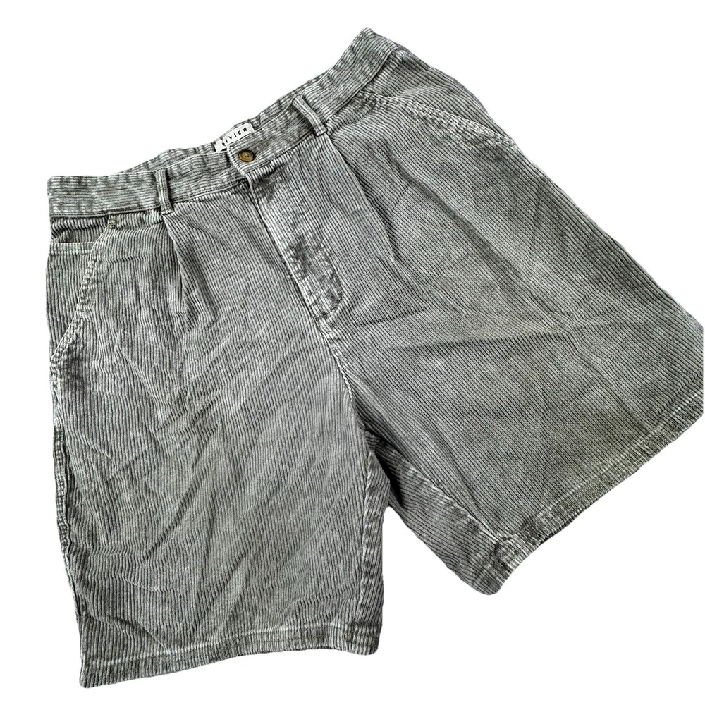 Vintage Review by Baxter Corduroy Shorts Men 32 Beige‎ 7" Chino Pleated Pockets